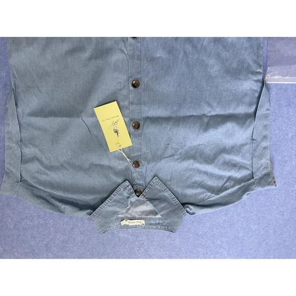 Women's Denim Cotton Shirt Dress Short Sleeves Knee Length Casual Fashion - Picture 5 of 6